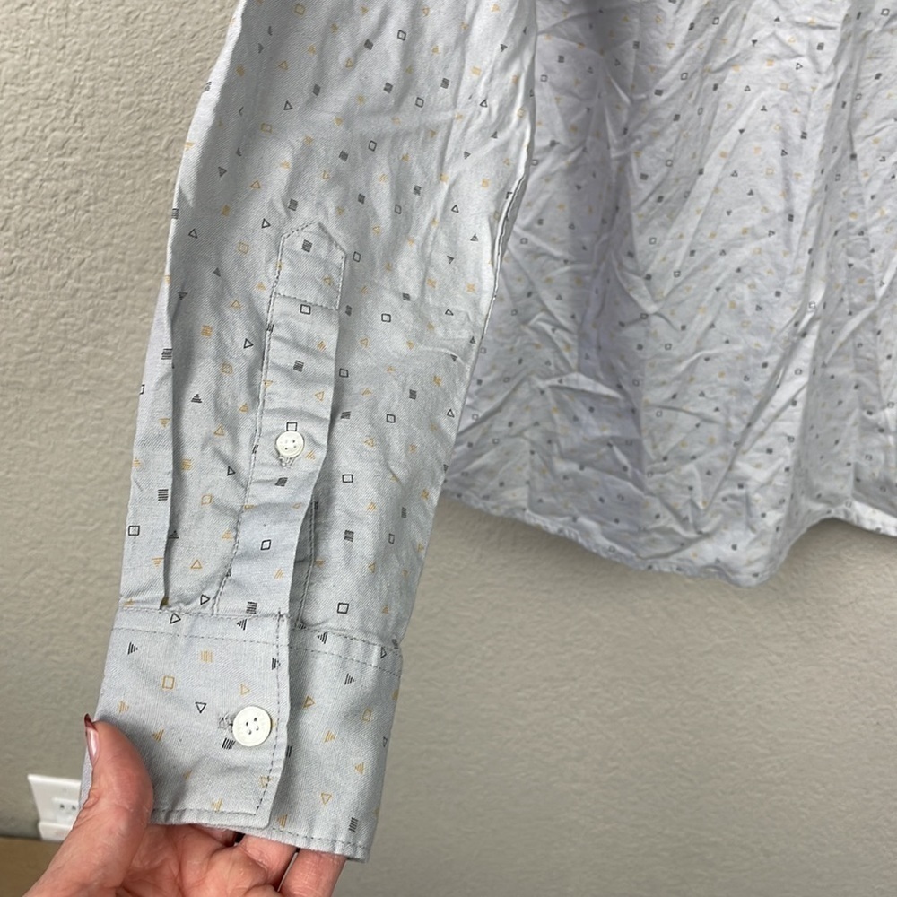 NWT Rebel James & Charli Long Sleeve Mini Geo Shirt Grey Gray Button Front Sz L - Picture 3 of 11